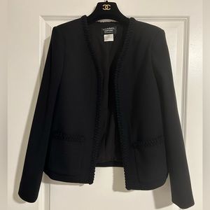 Chanel Uniform Jacket! Size 40 (8-10) all black, hook closure.